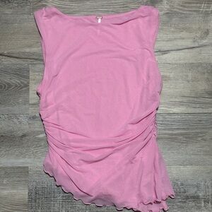 Free People Pink Ruched Blouse